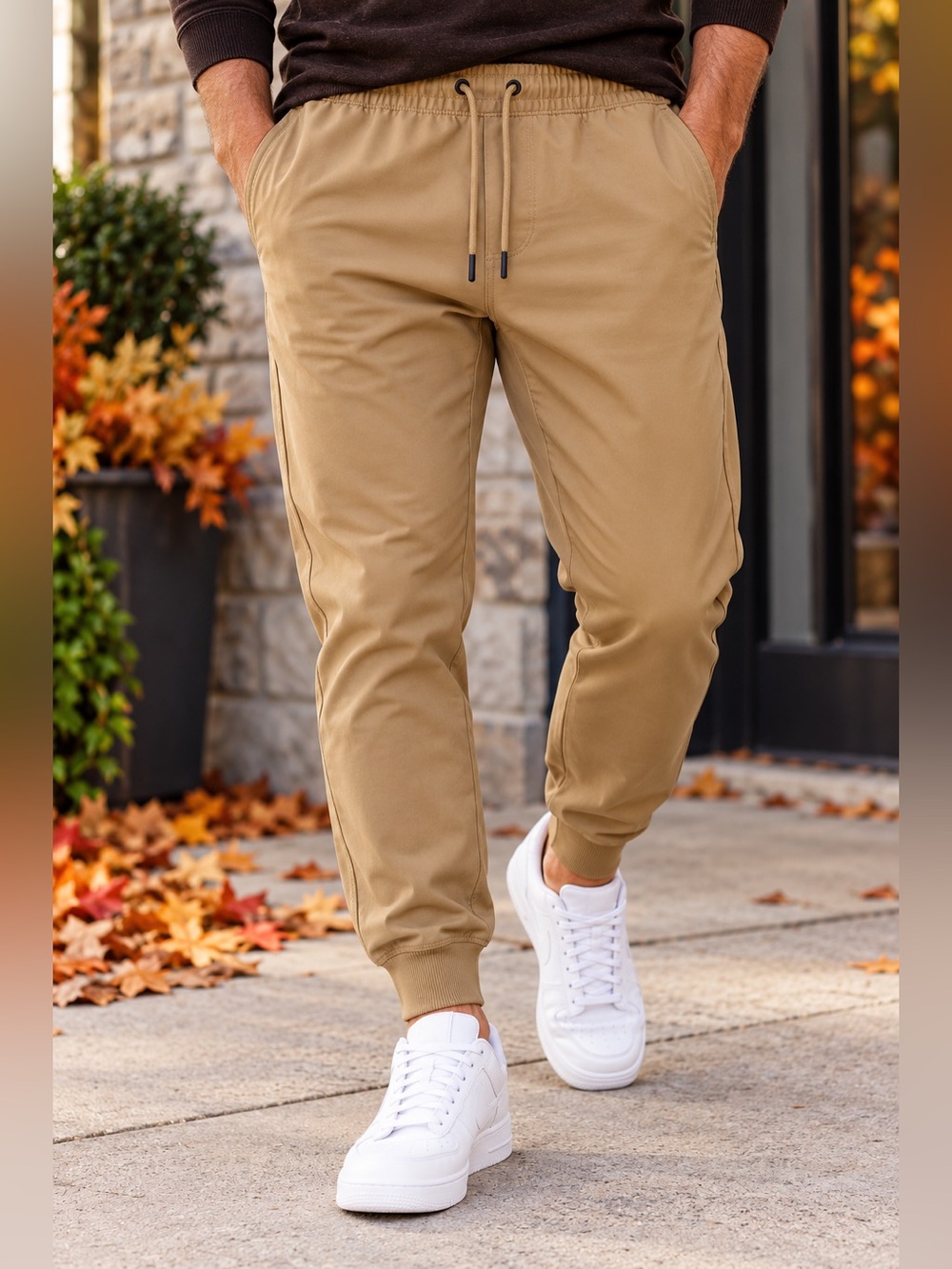 Abercrombie & Fitch Mens S Khaki Stretch Jogger Pants Drawstring Athletic